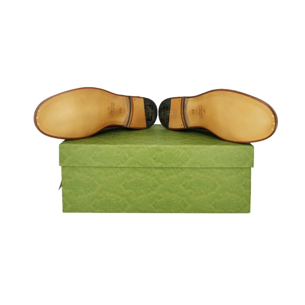 Gucci Men's GG Supreme and Leather Double Buckle Loafers - Picture 7 of 9